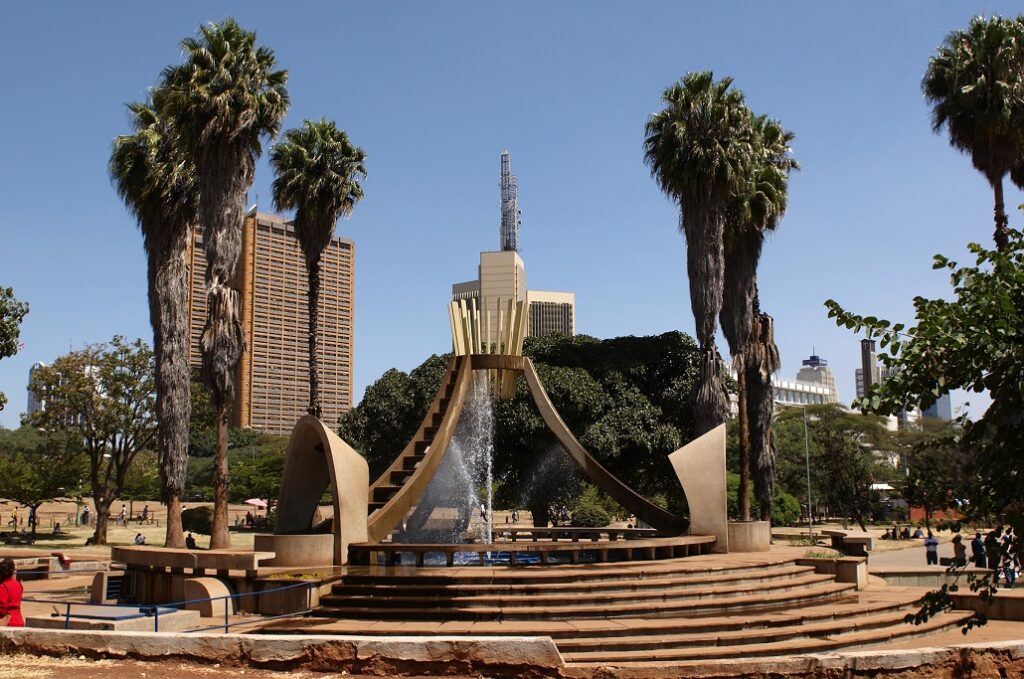 Uhuru park in a center of Nairobi